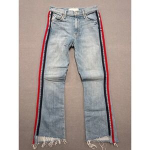 Mother Jeans Womens 24 Blue The‎ Insider Crop Step Fray Racing Stripe Frayed Hem